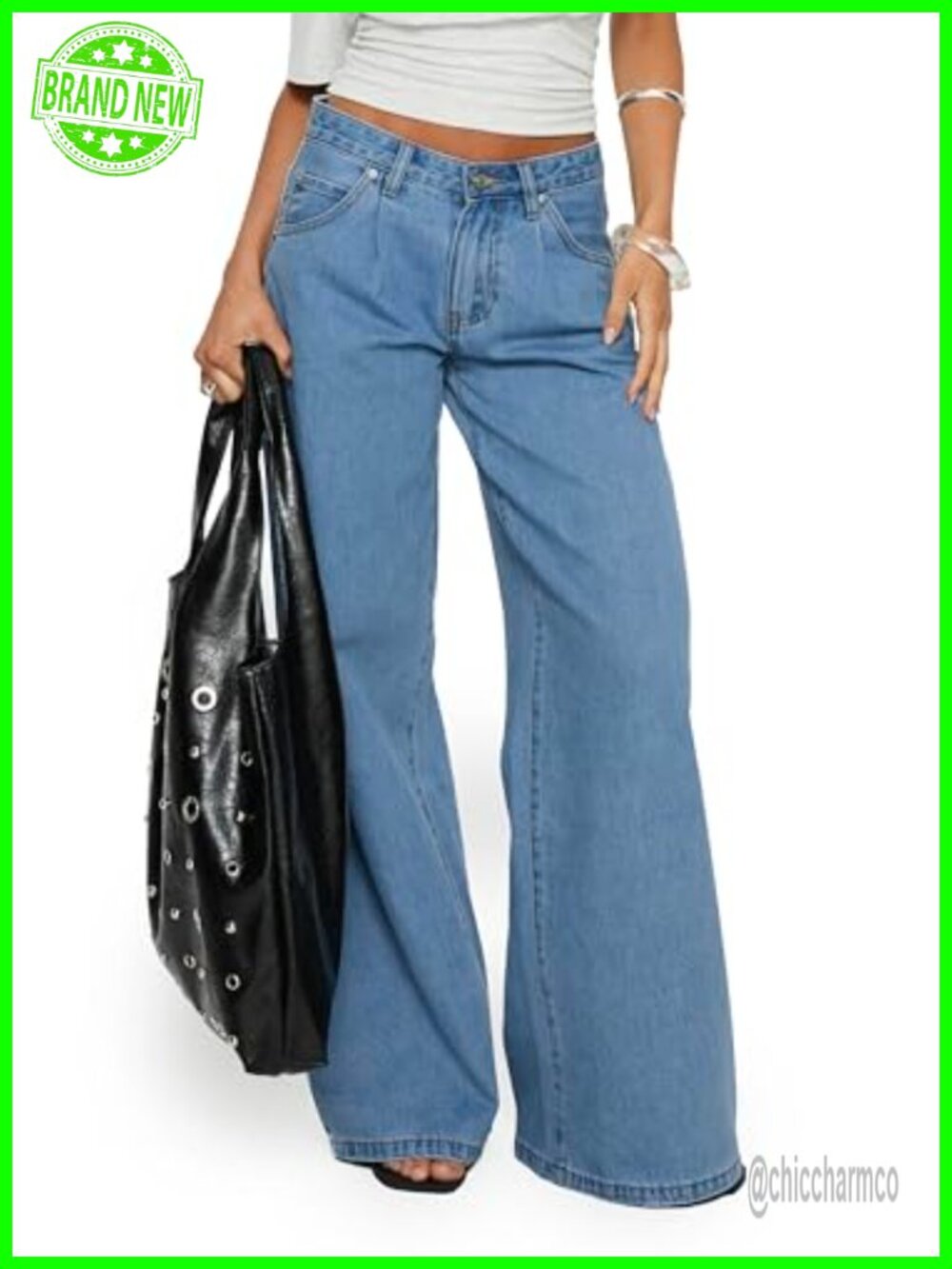 Supercut Low Rise Baggy Pleat Jeans Wide Leg Straight Relaxed Fit